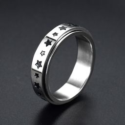 Yellow Chimes Unisex Rhodium-Plated Stress Relieving Rotatable Spinner Finger Ring-21