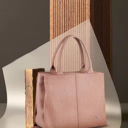 Mochi Women Pink Textured PU Swagger Handheld Bag with Detachable Strap-10