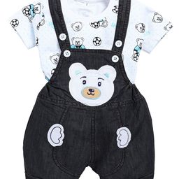 BAESD Infants Embroidered Cotton Denim Dungaree With T-Shirt-33