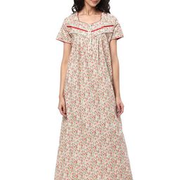 KOVIRA Women Printed Maxi Pure Cotton Nightdress-image-93