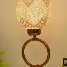 SOMIL Gold Toned Printed Glass Cylindrical Shaped Table Lamp-image-85