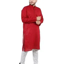 Atly Men Regular Sequinned Kurta with Pyjamas image 4