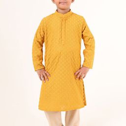TABARD Boys Geometric Embroidered Mandarin Collar Thread Work Cotton Straight Kurta-picture-25