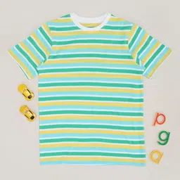 Pantaloons Junior Boys Striped Round Neck Cotton T-shirt-picture-49