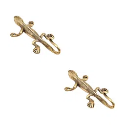 IndianShelf Gold Toned 2 Pieces Lizard Textured Brass Wall Hooks-image-22