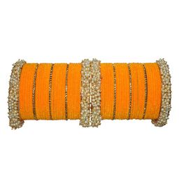 Shinemore Set Of 2 Artificial Stones Studded And Pearls Beaded Bangles-picture-27