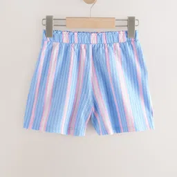 NEXT Kids Girls Striped Pure Cotton Mid-Rise Shorts-image-85