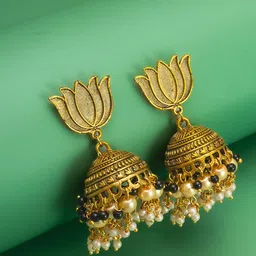 Anouk Gold-Plated Pearls Beaded Dome Shaped Jhumkas-42