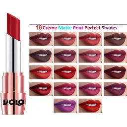 VOLO Set Of 6 Creme Matte Lipsticks - Dark Peach -Red -Tomato Red -Maroon -Cherry -Orange image 3