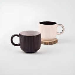 Storepedia Brown & White Handcrafted Textured Ceramic Matte Cups Set of Cups and Mugs-49