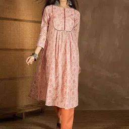 Inddus Women Ethnic Motifs Printed Pleated Sequinned Kurta with Trousers-45