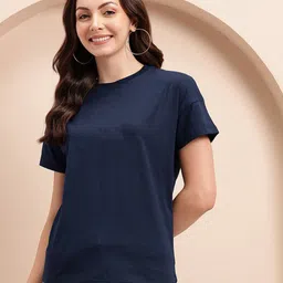 Dogman Women Navy Blue Pure Cotton Regular Fit Tshirt-picture-28