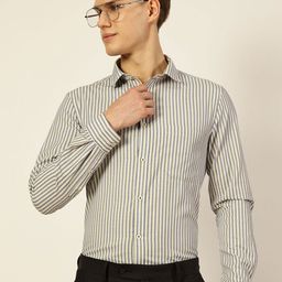 Thomas Scott Men Smart Spread Collar Pinstripes Striped Cotton Formal Shirt-image-93