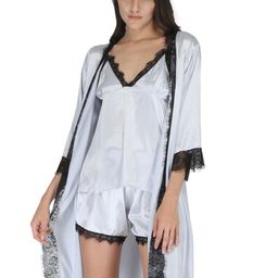 EZLOOT Sleeveless Night Suit With Night Dress & Robe-image-71