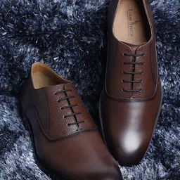 LOUIS STITCH Men Brown Genuine Italian Leather Formal Derby Lace Up Shoes-image-98