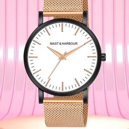 Mast & Harbour Men Textured Dial & Stainless Steel Straps Analogue Watch HOBMH-225G-RG-picture-38