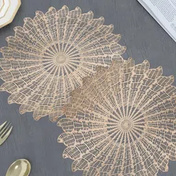 GROKI Gold toned 2 Pieces Textured Waterproof Table Placemats-image-23