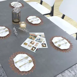 GROKI Brown 6 Pieces Textured Waterproof Table Placemats-11