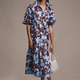 ChicFlick Women Floral Printed A-Line Puff Sleeve Gathered Maxi Dress-image-36