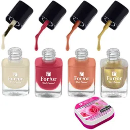 FORFOR Set Of 4 Perfect Stay Trendy Nail Polish With Wipes 5ml Each- 102 + 103 + 104 + 119-6