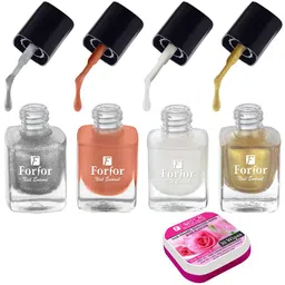 FORFOR Set Of 4 Perfect Stay Trendy Nail Polish With Wipes 5ml Each- 103 + 104 + 105 + 115-16