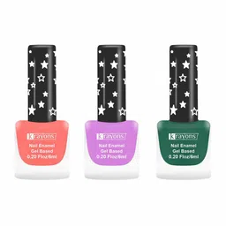 krayons Set Of 3 Gel Based Matte Finish Nail Enamel - Blossom Peach+Plum+Forest Green-48