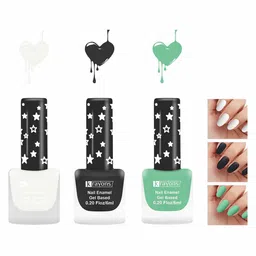 krayons Set Of 3 Gel Based Matte Finish Nail Enamel - Snow White+Black Magnet+Mint Green-image-20