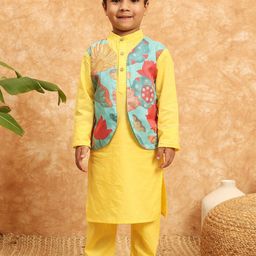 Readiprint Fashions Boys Regular Pure Cotton Kurta with Trousers & Nehru jacket-41