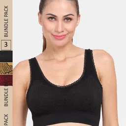 Amour Secret Pack of 3 Graphic Printed Lightly Padded Sports Bra-image-62