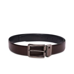 Belwaba Men Black & Brown Reversible Textured Leather Belt-image-75