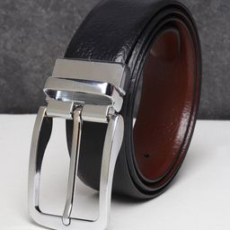 Teakwood Leathers Men Black Textured Leather Formal Belt-image-98