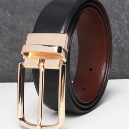 Teakwood Leathers Men Black Textured Leather Formal Belt-image-48