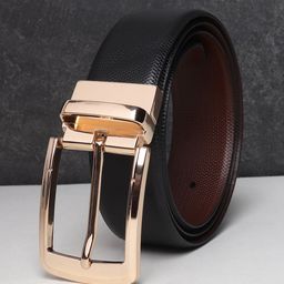 Teakwood Leathers Men Black Textured Leather Formal Belt-image-84