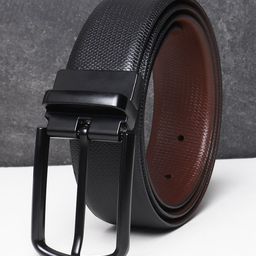 Teakwood Leathers Men Black Textured Leather Formal Belt-image-42