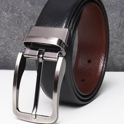 Teakwood Leathers Men Black Textured Leather Formal Belt-image-77