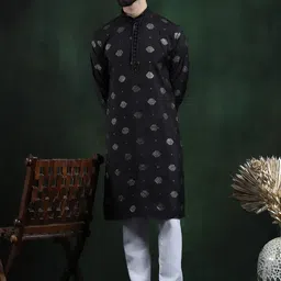SOJANYA Men Embroidered Regular Sequinned Kurta with Pyjamas-picture-13