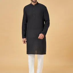 indus route by Pantaloons Mandarin Collar Cotton Kurta-image-95