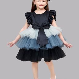 Pink Chick Black & Grey Colourblocked Layered Dress-picture-51