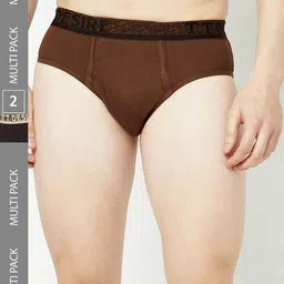 T.T. Mens Desire 100% Combed Cotton Front Open Brief Top Elastic Pack of 2 Brown & Mustard-12
