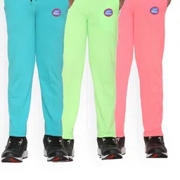 VIMAL JONNEY Kids Blue & Green Pack Of 3 Solid Cotton Track Pants-picture-19