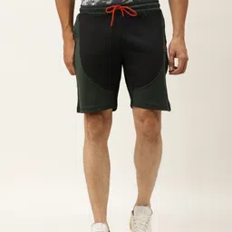 ACTOHOLIC Men Black & Green Colourblocked Regular Fit Sports Shorts-picture-14