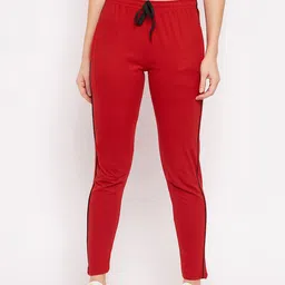 Bitterlime Women Red Solid Relaxed-Fit Track Pants-picture-38