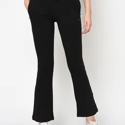 FEMEA Women Black Solid Bootcut Track Pants-picture-21