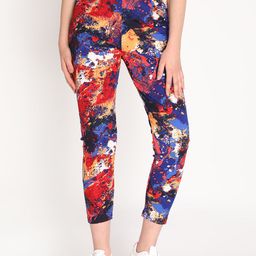 CHKOKKO Women Red & Blue Printed Training or Gym Track Pants-image-14