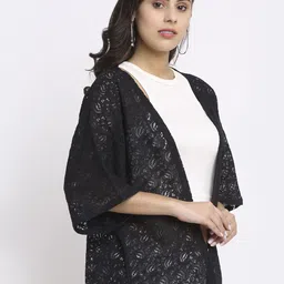 Rute Women Black Pure Cotton Lace Shrug-picture-29