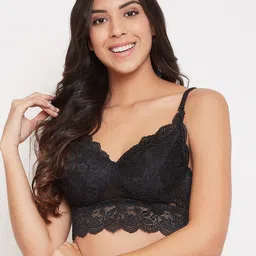 Clovia Black Solid Non-Wired Lightly Padded Bralette Bra RB2169P1336E-38