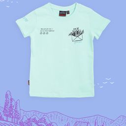 Gini and Jony Infant Boys Sea Green & Black Typography Printed Back T-shirt-26