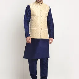 KRAFT INDIA Men Regular Pure Silk Kurta With Churidar-image-10