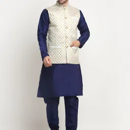 KRAFT INDIA Men Regular Pure Silk Kurta And Churidar With Nehru Jacket-picture-45