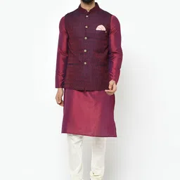 KISAH Mandarin Collar Kurta with Churidar & Nehru Jacket-picture-22